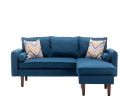 Mia Blue Sectional Sofa Chaise with USB Charger & Pillows