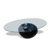 Coffee Table with Oval Glass Top High Gloss Black