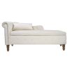 Beige Chaise Lounge Indoor,Velvet Lounge Chair for Bedroom with Storage & Pillow,Modern Upholstered Rolled Arm Chase Lounge for Sleeping with Nailhead