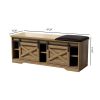 47 Inch Modern Farmhouse Sliding X Barn Door Litterbox Bench with Entry Cutout, Shoe Bench