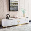 White Sintered Stone TV Stand, Media Console Television Table for Living Room and Bedroom