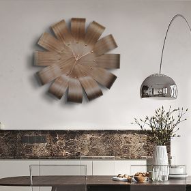 Time To Turn The Clock Decorative Painting Solid Wood Veneer Petals (Option: Walnut bark-Copper needle)