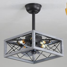 Idyllic American Fan Lamp Nordic Minimalist Dining Room (Option: Grey wood diameter37-110V)