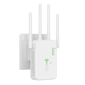 Dual-band Repeater Wireless Router Network Signal Amplifier (Option: 1200m White American Standard)