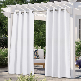 Solid Color Outdoor Waterproof And Sun Protection UV Protection High Precision Black Silk Shading Curtain (Option: White-132 √ó 241cm)