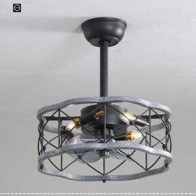 Idyllic American Fan Lamp Nordic Minimalist Dining Room (Option: Grey wood 45in diameter-110V)