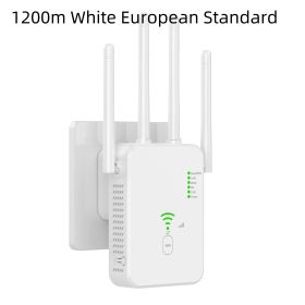 Dual-band Repeater Wireless Router Network Signal Amplifier (Option: 1200m White European Standard)