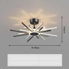 Nordic Light Luxury Living Room Fan Lamp Simple New Style (Option: Black-100CM)