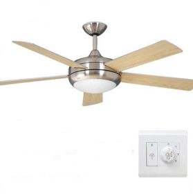 American Simple Light Luxury Home Wood Leaf Fan (Option: Silver-46inch dual control)