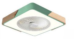 Rotating Air Guide Electric Hanging Fan Lamp (Option: Square green-220V 2.4G infinity APP)