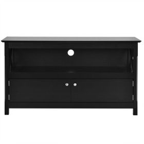 44 Inches Wooden Storage Cabinet TV Stand (Color: Black)