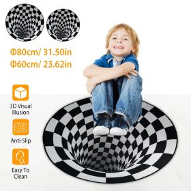 3D Visual Floor Area Mat Anti-slip Illusion Rug Doormat Round Living Room Carpet Mat (size: 80cm)