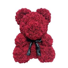 25cm Rose Bear Girlfriend Anniversary Christmas Valentine Day Gift Birthday Present For Wedding Party Artificial Flowers (Color: AQ24)