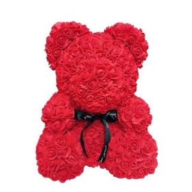 25cm Rose Bear Girlfriend Anniversary Christmas Valentine Day Gift Birthday Present For Wedding Party Artificial Flowers (Color: AQ27)