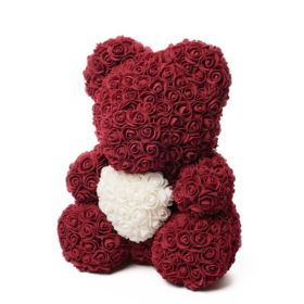 25cm Rose Bear Girlfriend Anniversary Christmas Valentine Day Gift Birthday Present For Wedding Party Artificial Flowers (Color: AQ15)