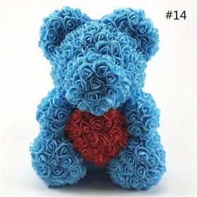 25cm Rose Bear Girlfriend Anniversary Christmas Valentine Day Gift Birthday Present For Wedding Party Artificial Flowers (Color: AQ04 1)