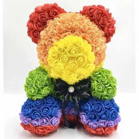 25cm Rose Bear Girlfriend Anniversary Christmas Valentine Day Gift Birthday Present For Wedding Party Artificial Flowers (Color: AQ19)