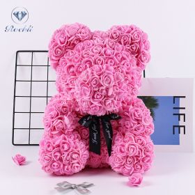 25cm Rose Bear Girlfriend Anniversary Christmas Valentine Day Gift Birthday Present For Wedding Party Artificial Flowers (Color: AQ20)