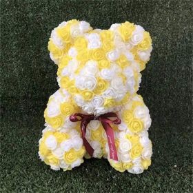 25cm Rose Bear Girlfriend Anniversary Christmas Valentine Day Gift Birthday Present For Wedding Party Artificial Flowers (Color: AQ26)