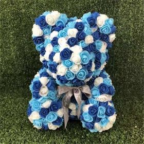 25cm Rose Bear Girlfriend Anniversary Christmas Valentine Day Gift Birthday Present For Wedding Party Artificial Flowers (Color: AQ28)