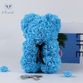 25cm Rose Bear Girlfriend Anniversary Christmas Valentine Day Gift Birthday Present For Wedding Party Artificial Flowers (Color: AQ30)