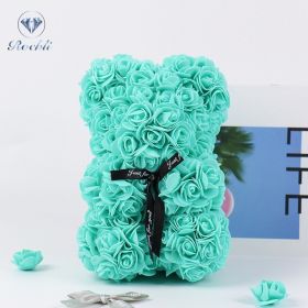 25cm Rose Bear Girlfriend Anniversary Christmas Valentine Day Gift Birthday Present For Wedding Party Artificial Flowers (Color: AQ25)