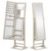 Freestanding Lockable Jewelry Armoire with Full-Length Mirror and 6 LED Lights