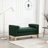 53.5"W Elegant Upholstered Bench, Ottoman with Wood Legs & Bolster Pillows for End of Bed, Bedroom, Living Room, Entryway