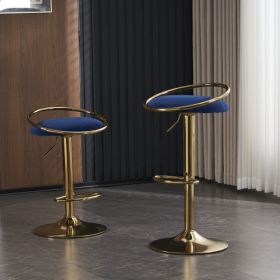 Bar Stools Set of 2 Counter Height Adjustable velvet Padded 360¬∞ Swivel Bar Chairs Modern Industrial Style Barstool for Home Kitchen Island(2PCS/CTN) (Color: Navy, Material: Velvet)