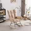 Rocking Chair Nursery, Solid Wood Legs Reading Chair with Teddy Fabirc Upholstered , Nap Armchair for Living Rooms, Bedrooms, Offices, Best Gift,Teddy