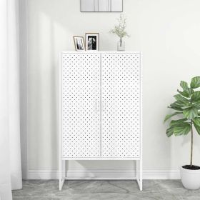 Highboard White 31.5"x13.8"x53.1" Steel (Color: White)