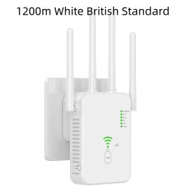 Dual-band Repeater Wireless Router Network Signal Amplifier (Option: 1200m White British Standard)