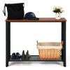 Wood Console Sofa Table with Adjustable Feet and Storage Shelf