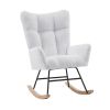 Rocking Chair Nursery, Solid Wood Legs Reading Chair with Teddy Fabirc Upholstered , Nap Armchair for Living Rooms, Bedrooms, Offices, Best Gift,Teddy