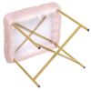 Luxurious Faux Fur Covered Footrest Stool with Gold Metal Base