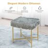 Luxurious Faux Fur Covered Footrest Stool with Gold Metal Base