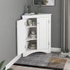 Triangle Bathroom Storage Cabinet with Adjustable Shelves, Freestanding Floor Cabinet for Home Kitchen