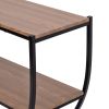 Rustic Industrial Design Demilune Shape Textured Metal Distressed Wood Console Table