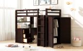 Twin size Loft Bed with Drawers,Desk,and Wardrobe