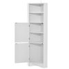 Tall Bathroom Corner Cabinet; Freestanding Storage Cabinet with Doors and Adjustable Shelves; MDF Board; Gray