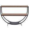 Rustic Industrial Design Demilune Shape Textured Metal Distressed Wood Console Table