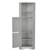 Tall Bathroom Corner Cabinet; Freestanding Storage Cabinet with Doors and Adjustable Shelves; MDF Board; Gray