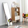 Brown Solid Wood Frame Full-length Mirror, Dressing Mirror, Bedroom Home Porch, Decorative Mirror, Clothing Store, Floor Mounted Large Mirror, Wall Mo