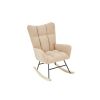 Rocking Chair Nursery, Solid Wood Legs Reading Chair with Teddy Fabirc Upholstered , Nap Armchair for Living Rooms, Bedrooms, Offices, Best Gift,Teddy