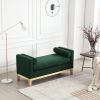 53.5"W Elegant Upholstered Bench, Ottoman with Wood Legs & Bolster Pillows for End of Bed, Bedroom, Living Room, Entryway