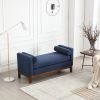 53.5"W Elegant Upholstered Bench, Ottoman with Wood Legs & Bolster Pillows for End of Bed, Bedroom, Living Room, Entryway