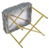 Luxurious Faux Fur Covered Footrest Stool with Gold Metal Base