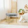 Luxurious Faux Fur Covered Footrest Stool with Gold Metal Base