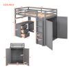 Twin size Loft Bed with Drawers,Desk,and Wardrobe