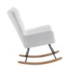 Rocking Chair Nursery, Solid Wood Legs Reading Chair with Teddy Fabirc Upholstered , Nap Armchair for Living Rooms, Bedrooms, Offices, Best Gift,Teddy